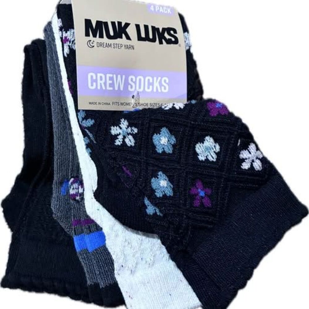 Muk Luks Dream Step Yarn Crew Socks 4 Pack